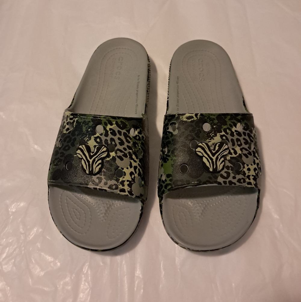 Disney Adults Unisex Crocs Slides Mickey Mouse Animal Print Sz.M9/W11